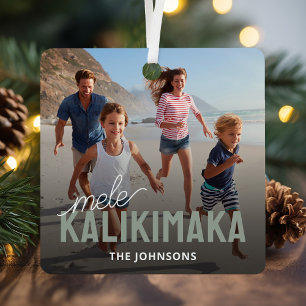Mele Kalikimaka Tropical Family Photo Ornament