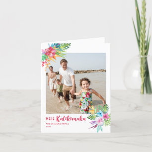 Mele Kalikimaka Tropical Flowers Photo Holiday Car