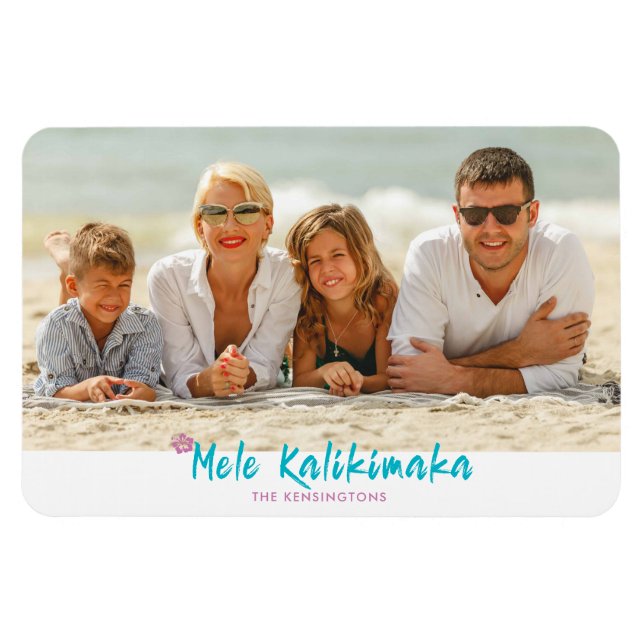 Mele Kalikimaka Tropical Hawaiian Christmas Photo Magnet (Horizontal)
