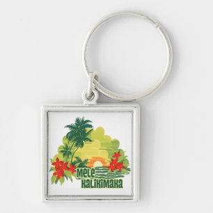 Mele Kalikimaka Tropical Island Hawaiian Christmas Key Ring