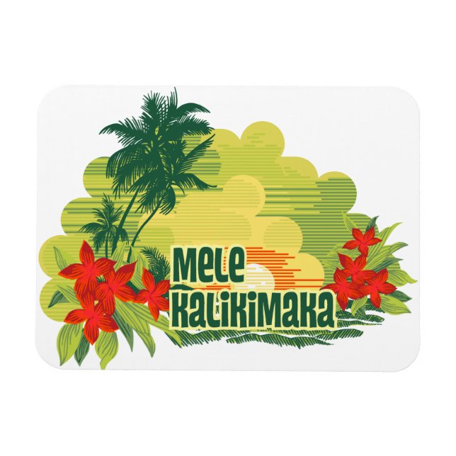 Mele Kalikimaka Tropical Island Hawaiian Christmas Magnet (Horizontal)