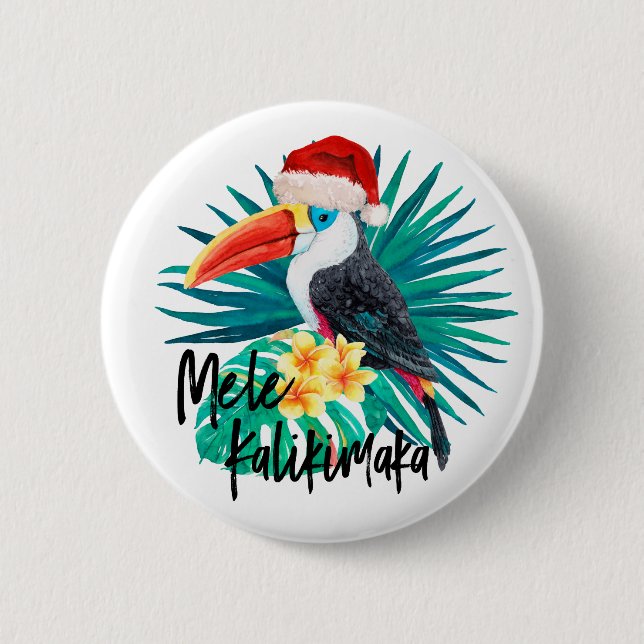 Mele Kalikimaka Tropical Jungle Birds 6 Cm Round Badge (Front)