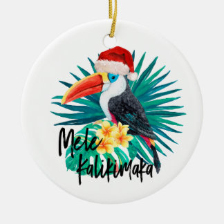 Mele Kalikimaka Tropical Jungle Birds Ceramic Tree Decoration