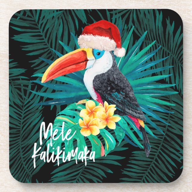 Mele Kalikimaka Tropical Jungle Birds Coaster (Front)