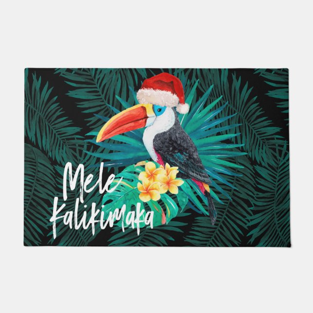 Mele Kalikimaka Tropical Jungle Birds Doormat (Front)