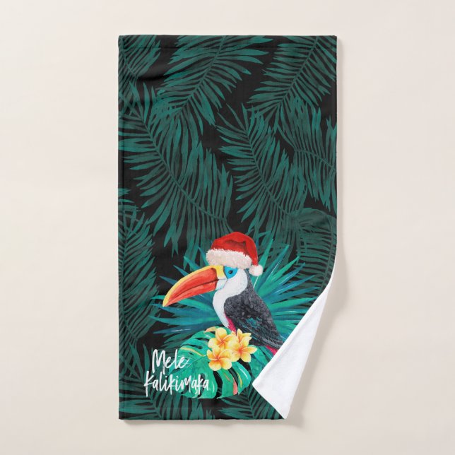 Mele Kalikimaka Tropical Jungle Birds Hand Towel (Hand Towel)
