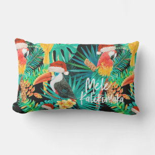 Mele Kalikimaka Tropical Jungle Birds Lumbar Cushion