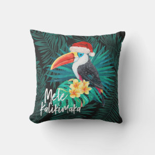 Mele Kalikimaka Tropical Jungle Birds Palms Cushion