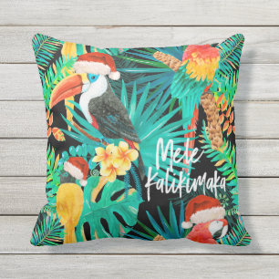 Mele Kalikimaka Tropical Jungle Birds Reversible Cushion