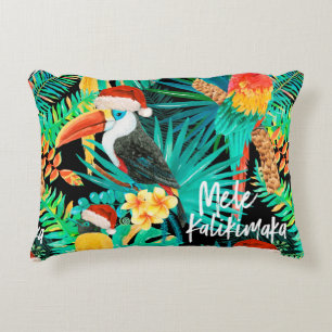 Mele Kalikimaka Tropical Jungle Birds Reversible Decorative Cushion