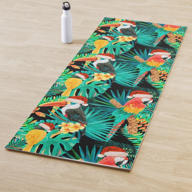 Mele Kalikimaka Tropical Jungle Birds Reversible Yoga Mat (In Situ)