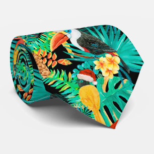 Mele Kalikimaka Tropical Jungle Birds (revised) Tie