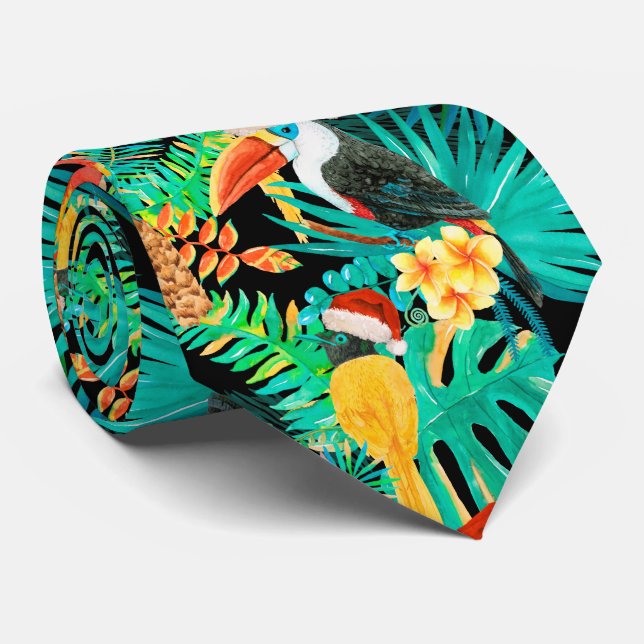 Mele Kalikimaka Tropical Jungle Birds (revised) Tie (Rolled)
