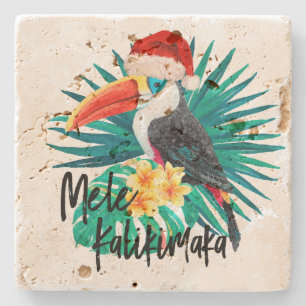 Mele Kalikimaka Tropical Jungle Birds Stone Coaster