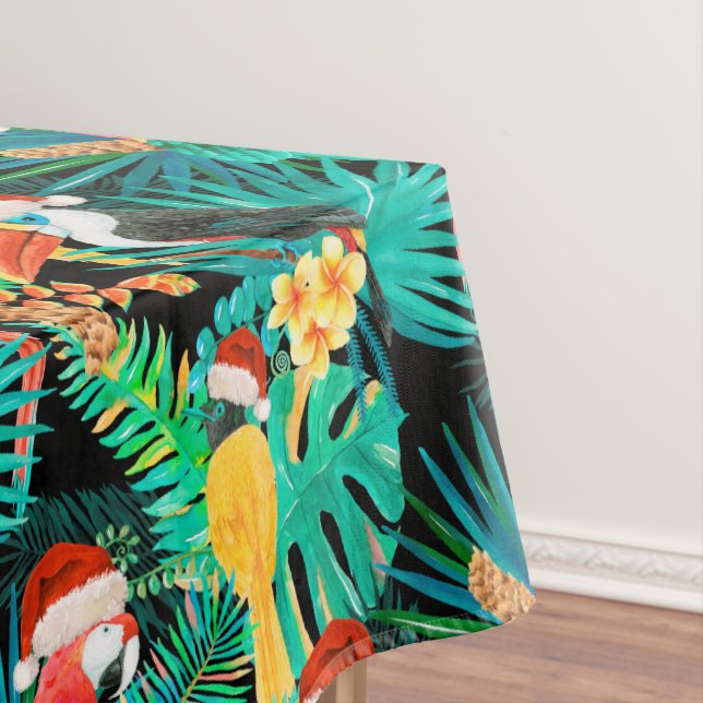 Mele Kalikimaka Tropical Jungle Birds Tablecloth (In Situ)