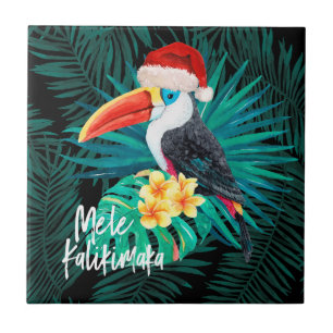 Mele Kalikimaka Tropical Jungle Birds Tile