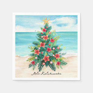 Mele Kalikimaka Tropical Palm Tree Christmas Napkin