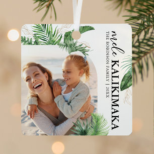 Mele Kalikimaka Tropical Photo Christmas Metal Tree Decoration