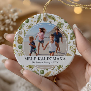 Mele Kalikimaka Tropical Photo Ornament