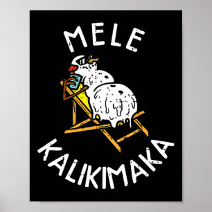 Mele Kalikimaka Tropical Snowman Hawaiian Merry Ch Poster