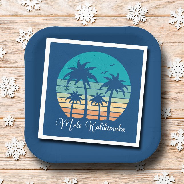 Mele Kalikimaka Tropical Sunset Christmas Party Napkin (Creator Uploaded)