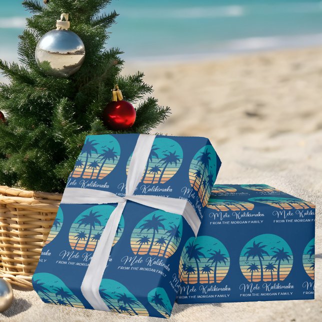 Mele Kalikimaka Tropical Sunset Custom Christmas Wrapping Paper (Creator Uploaded)