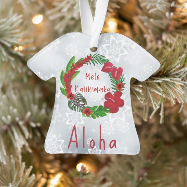 Mele Kalikimaka Tropical Wreath Ornament (Tree)