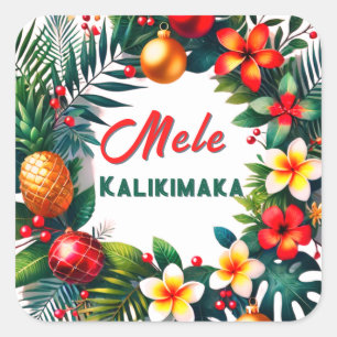 Mele Kalikimaka -Tropical Xmas Square Sticker
