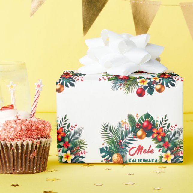 Mele Kalikimaka -Tropical  Xmas Wrapping Paper (Birthday Party)
