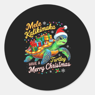 Mele Kalikimaka Turtley Have A Merry Christmas Classic Round Sticker