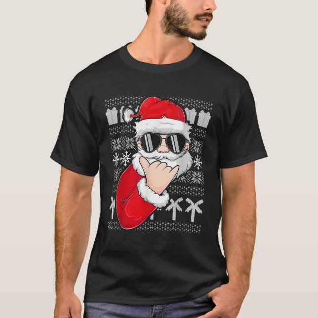Mele kalikimaka Ugly Sweater Christmas Santa Shaka (Front)