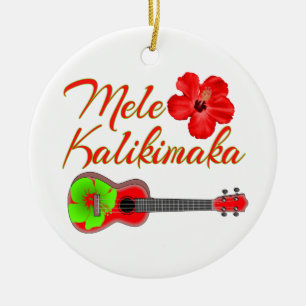 Mele Kalikimaka Ukulele Ceramic Tree Decoration