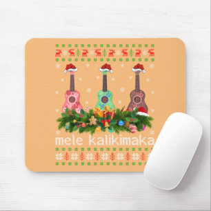 Mele Kalikimaka Ukulele Guitar Gift Ugly Ukulele Mouse Mat