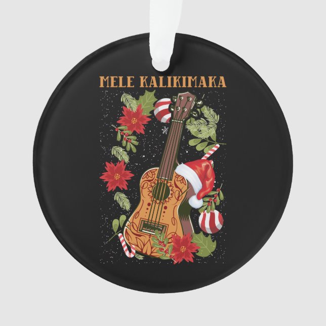 Mele Kalikimaka Ukulele Guitar Gift Ugly Ukulele Ornament (Front)