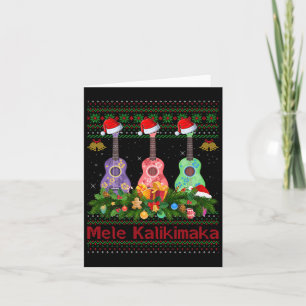 Mele Kalikimaka Ukulele Guitar Ugly Xmas Sweaters  Card