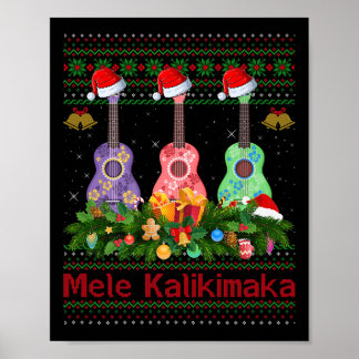Mele Kalikimaka Ukulele Guitar Ugly Xmas Sweaters  Poster