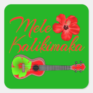 Mele Kalikimaka Ukulele Square Sticker