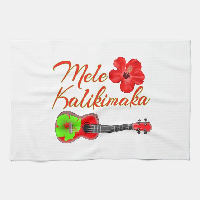 Mele Kalikimaka Ukulele Tea Towel (Horizontal)