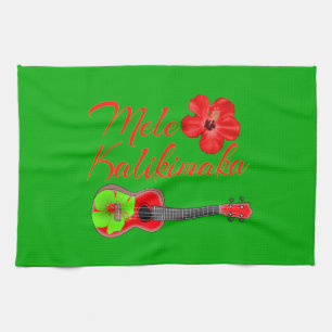 Mele Kalikimaka Ukulele Tea Towel