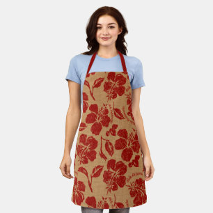 Mele Kalikimaka Vintage Pareau Hawaiian Hibiscus Apron