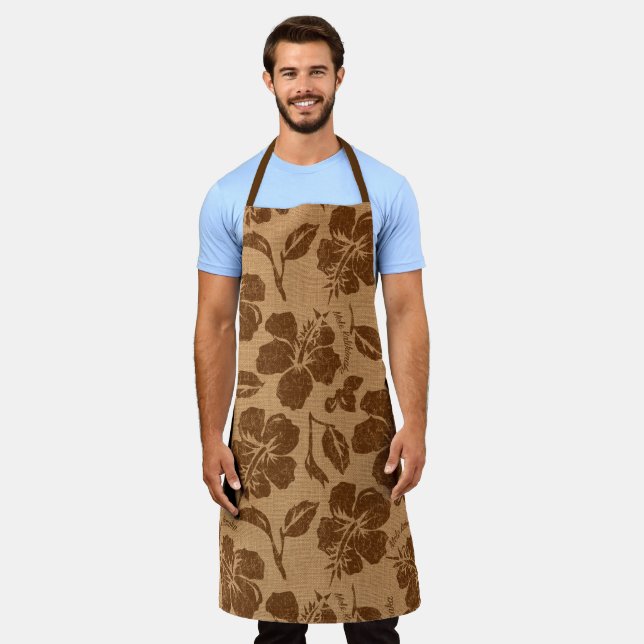 Mele Kalikimaka Vintage Pareau Hawaiian Hibiscus Apron (Worn)