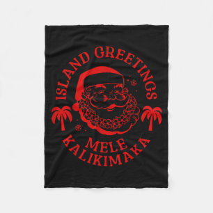 Mele Kalikimaka Vintage Santa Family Hawaiian Chri Fleece Blanket