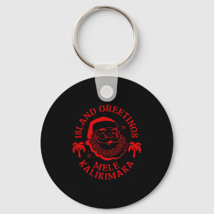 Mele Kalikimaka Vintage Santa Family Hawaiian Chri Key Ring