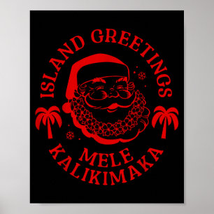 Mele Kalikimaka Vintage Santa Family Hawaiian Chri Poster