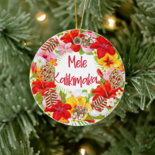 Mele Kalikimaka Wreath Round Ornament