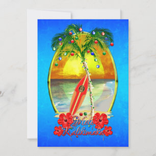 Mele Kalikimakai Hawaiian Beach Christmas Holiday Card