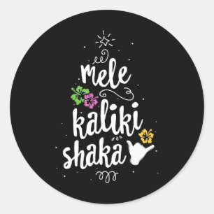 Mele Kalki Shaka Hawaii Christmas Tree Kalikimaka  Classic Round Sticker