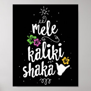 Mele Kalki Shaka Hawaii Christmas Tree Kalikimaka  Poster