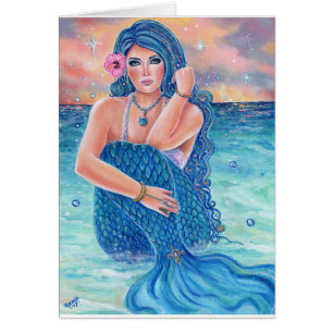 Melesandria tropical mermaid card by Renee Lavoie