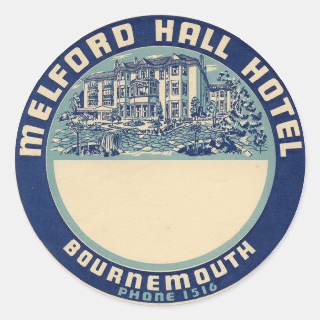 Melford Hall Hotel Classic Round Sticker (Front)